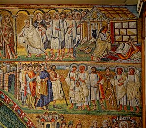 The Right Hand Apse Arch (Triumphal Arch) with Joseph Warned in a Dream? The Flight into Egypt (Arriving There)?